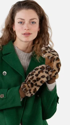 Barts Fur Mitts print brown New